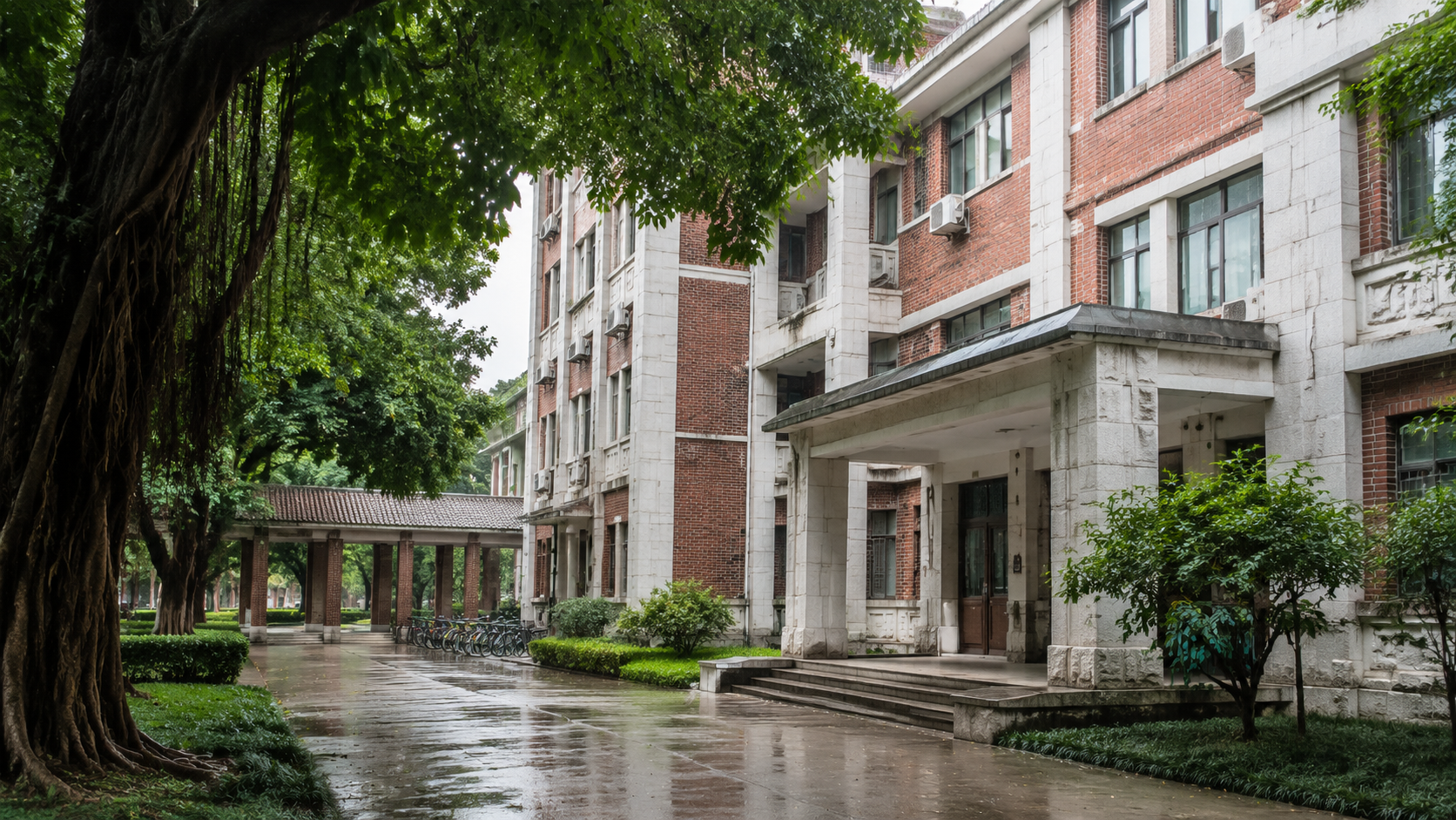 雨后的历史文化学院教学楼外景